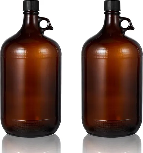 Vista 7 de Maxdot Paquete de 1 jarra de fermentación de vidrio de 1 galón con tapa hermética, 128 onzas de vidrio ámbar Carboy con asa para kombucha