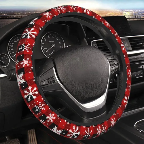 Vista 10 de Funda para volante navideña universal de 15 pulgadas, accesorio para automóvil, protector para mujeres y hombres