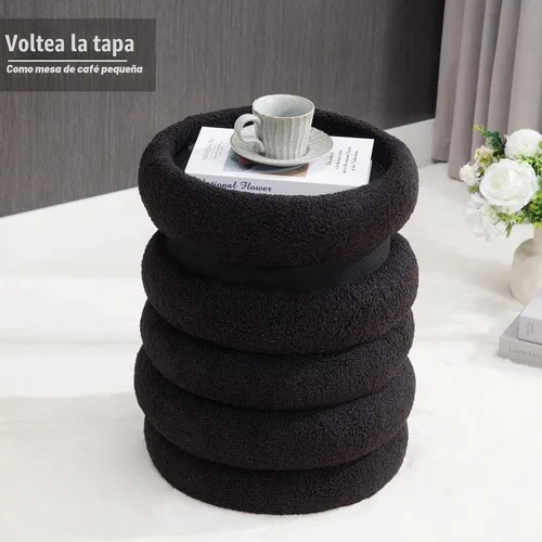 Vista 6 de Kmax Puf otomano moderno tapizado de piel sintética para sala de estar, dormitorio, mesa de café, color negro
