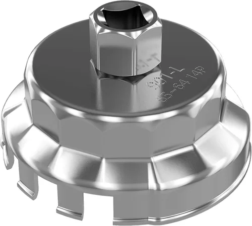 Vista 3 de Llave de filtro de aceite de 14 flautas de 2.520 in para vehículos Toyota, Lexus y Scion 2.5L - 5.7L, herramienta de extracción de tapa de filtro