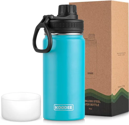 Vista 70 de koodee Botella de agua para niños, botella de agua de acero inoxidable de 12 onzas con aislamiento al vacío para la escuela, botella de agua de boca