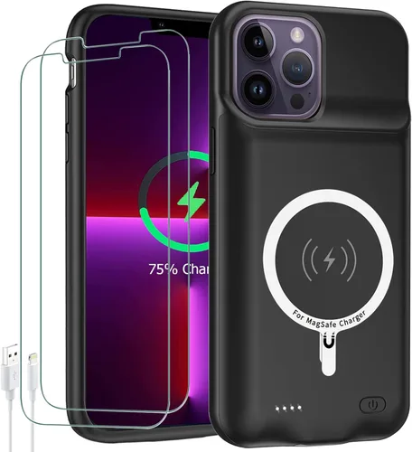 Vista 15 de Funda de batería para iPhone X/XS, 10000 mAh de alta capacidad, recargable, portátil, extendida, carga inalámbrica, compatible con iPhone X/XS/10