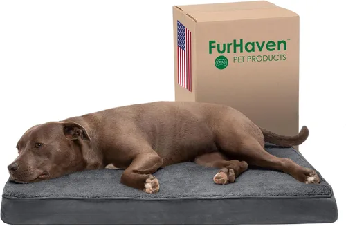 Vista 12 de Furhaven Cama de gel refrescante para perros medianos/grandes de hasta 55 libras con funda extraíble y lavable, colchón de gamuza y piel sintética