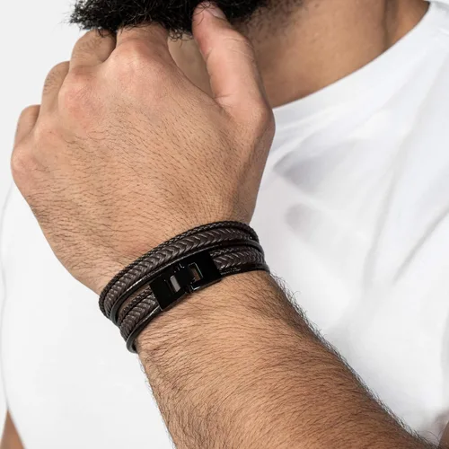 Vista 5 de SERASAR Premium Leather Wrap Bracelet Wrap for Men in Black & Brown Different Lengths Stainless Steel Clasp Includes Jewelry Box Great Gift for