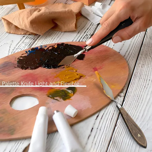 Vista 4 de Juego de Pinceles para Pintura al Óleo, 15 Piezas Fuumuui Pinceles Profesionales para Mezclar Pintura de Cerdas de Tejón Naturales con Plano