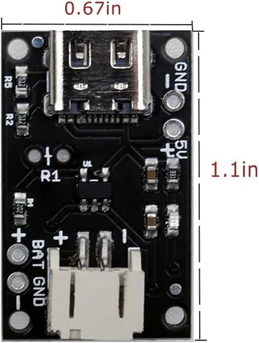 Vista 4 de Treedix 2 unids tipo C USB LiPo cargador de batería Junta sin batería con enchufe JST con indicador LED Tasa de carga ajustable automático apagado
