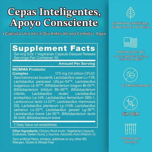 Vista 7 de Paquete prenatal natural – Multivitamínico prenatal Glow – Probióticos Momma para mamá y bebé