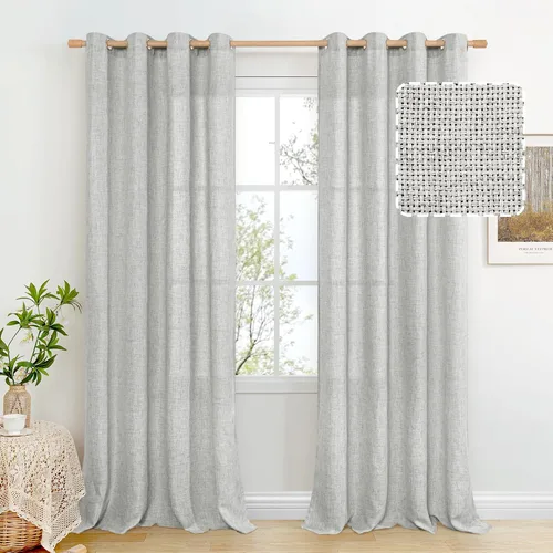 Vista 29 de BGment Cortinas de Lino Beige de 63 Pulgadas de Largo 2 Paneles - Tratamientos para Ventanas con Textura de Arpillera Filtrantes de Luz Cortinas