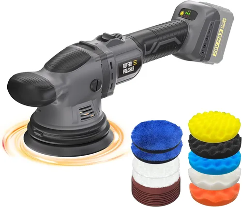 Vista 8 de VERVEWAVE Kit de pulidor inalámbrico para batería Dewalt de 20 V (sin batería), pulidor orbital de coche de 6 pulgadas, velocidad variable de 1800 a
