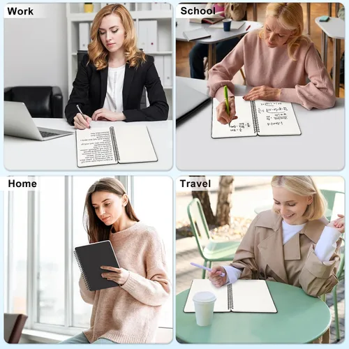 Vista 7 de Cuaderno de diario forrado en espiral, cuaderno A4 de cuero de tapa dura para el trabajo, 8.5 x 11 pulgadas, cuadernos de papel grueso de 100 GSM