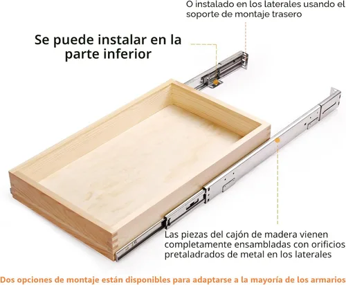 Vista 5 de Mulush Organizador de cajones extraíble de 13" de ancho x 21" de profundidad x 3" de alto con cierre suave para cocina