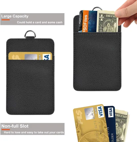 Vista 3 de Paquete de 2 soportes para tarjetas de identificación de piel sintética, soporte para tarjetas de identificación de Life-Mate con 1 ventana