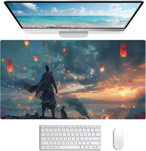 Vista 16 de Alfombrilla de ratón para juegos grande con bandera americana, alfombrilla XXL para laptop y teclado, decoración de escritorio de oficina de 35.4 x
