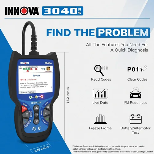 Vista 2 de INNOVA 3040RS, escáner OBD2, transmisor de datos en vivo, probador de batería/alternador, reinicio de la luz de motor/luz de freno/luz de aceite