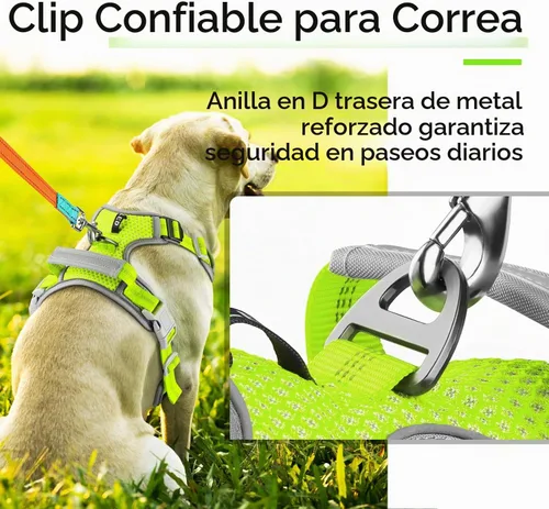 Vista 2 de ThinkPet - Arnés sin tirón para perros pequeños, medianos y grandes, chaleco acolchado reflectante con asa, ajustable estilo estrella Verde