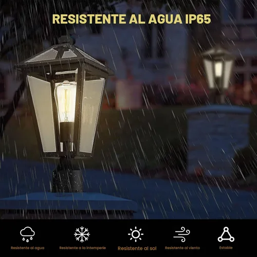 Vista 6 de Lámparas de Poste para Exteriores, Lámpara de Poste con Acabado Negro, Pilar de Aluminio Impermeable y Antioxidante, Iluminación Exterior