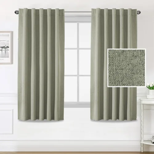 Vista 16 de H.VERSAILTEX Cortinas 100% opacas con aspecto de lino para dormitorio, cortinas de bloqueo de luz con doble cara de lino con pestaña trasera