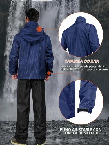 Vista 4 de Rodeel Traje impermeable para pesca para hombres (conjunto de chaqueta y pantalón de lluvia)