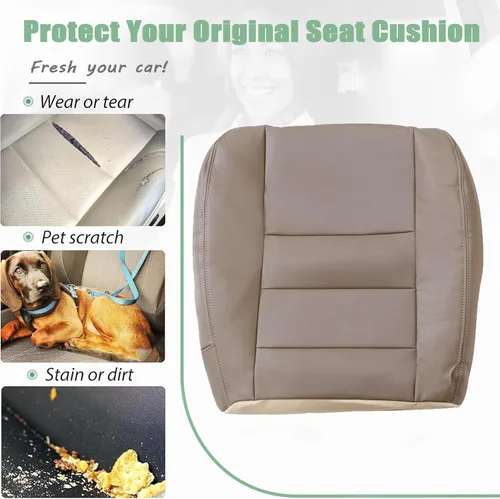 Vista 2 de Priprilod Funda de asiento de repuesto para parte inferior del lado del conductor, color bronceado, compatible con Ford F250 F350 Super Duty Lariat