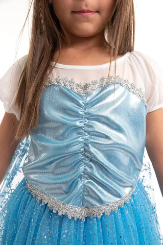 Vista 3 de Little Adventures Vestido de fiesta de princesa de hielo, lavable a máquina, disfraz de juego de simulación para niños, sin purpurina