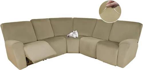 Vista 30 de HDCAXKJ Fundas de sofá seccional reclinable de terciopelo, cubierta de sofá seccional en forma de L, lavable, elástica, suave, para rincón