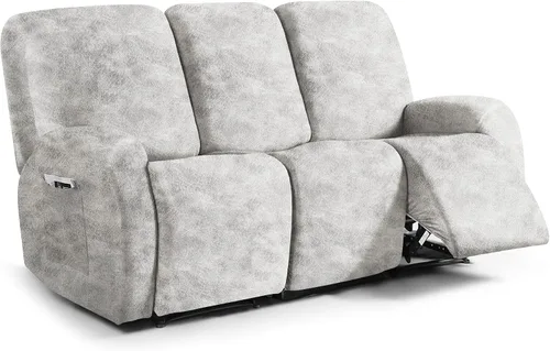 Vista 69 de ANARACHON Fundas para sillas reclinables con aspecto de cuero, funda elástica de 4 piezas, funda suave para silla reclinable, protector de muebles