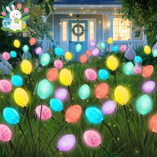 Vista 10 de 2026 Luces Solares Actualizadas para Exteriores, Juego de 8 Luces de Jardín Solares con 2 Modos, Luces de Luciérnaga al Aire Libre Impermeables