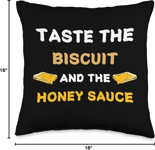 Vista 4 de Taste the Biscuit Merch Apparel Merch Taste The Biscuit - Almohada con salsa de miel, 16 x 16 pulgadas, multicolor