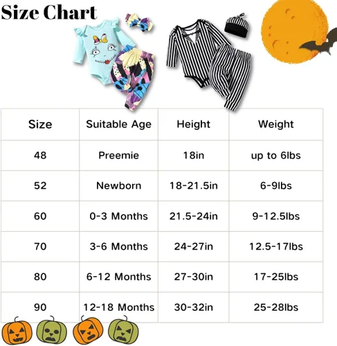 Vista 6 de HIHA Conjunto de 3 piezas de ropa de Halloween de manga larga para bebés, niños y niñas