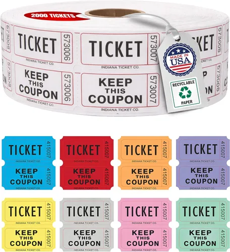 Vista 15 de INDIANA TICKET CO. 2000 boletos morados para rifas de doble rollo, boletos para rifas 50/50, entradas para eventos, carnavales, premios de puertas