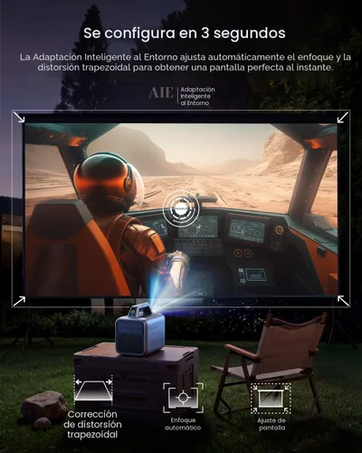 Vista 7 de NEBULA Proyector portátil para exteriores Mars 3, 1000 lúmenes ANSI, imagen potenciada por IA, batería integrada con 5 horas de reproducción, TV