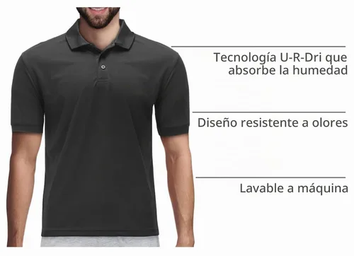 Vista 4 de Premium Wear - Camisetas tipo polo para hombre, con gran absorción de humedad Negro