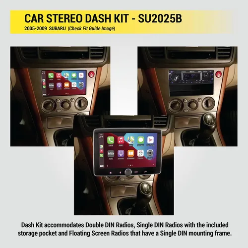 Vista 4 de Scosche SU2025B - Kit de instalación de radio DIN simple o doble compatible con vehículos Subaru seleccionados 2005-09 – 1 o 2 DIN Aftermarket Kit