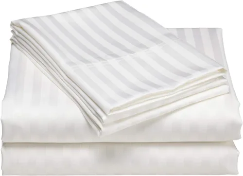 Vista 9 de Branded 400 Thread Count 100% Egyptian Cotton 4-Piece Extra Deep Pocket, Bed Sheet Set Fit Upto 24 Inches Deep Pocket, Twin Size Striped Black