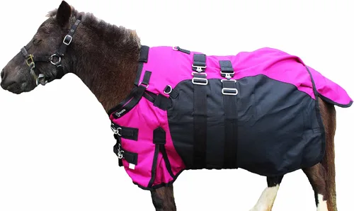 Vista 16 de Manta de invierno de 42" 1200D para potro, poni, caballo, y asno en miniatura rojo BLK 51946 Challenger
