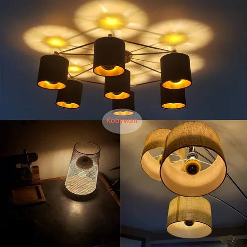 Vista 4 de Bombilla Edison media cromada, bombillas Edison incandescentes de 60 W, regulables G80/G25 en forma de globo, luz reflejada media dorada de 2000 K