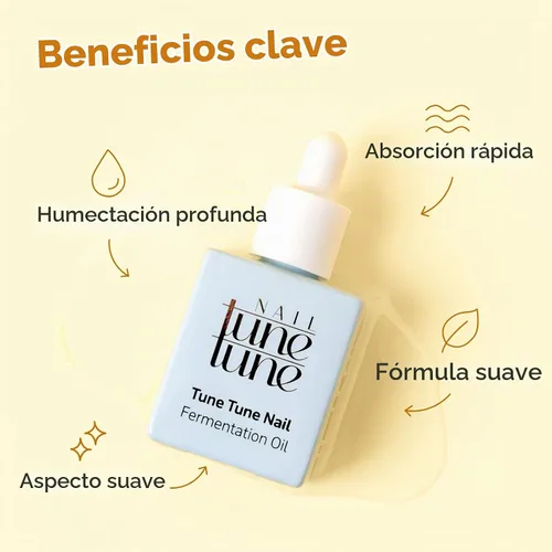 Vista 4 de TuneTune - Aceite para cutículas de 0.3 fl oz Aceite de uñas coreano fermentado para uñas y cutículas Aceite hidratante para cutículas secas