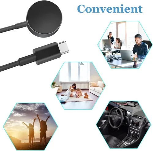 Vista 6 de Compatible con Galaxy Watch 8 7 6 5 Pro 4/4 Classic Charger, cable de carga USB tipo C Dock de 3.3 pies / 39.4 in