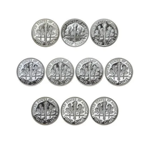 Vista 2 de 2000-2009 S Proof Roosevelt Dime Run Gem DCAM CN-Clad 10 monedas