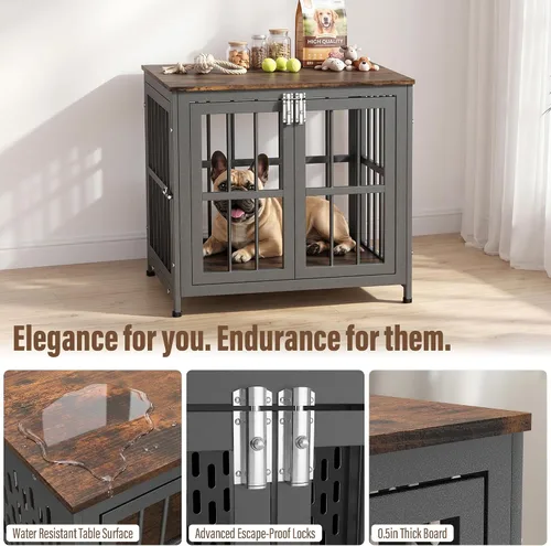 Vista 3 de Muebles de jaula para perros resistentes, jaula decorativa para perros negro (Aged Black)
