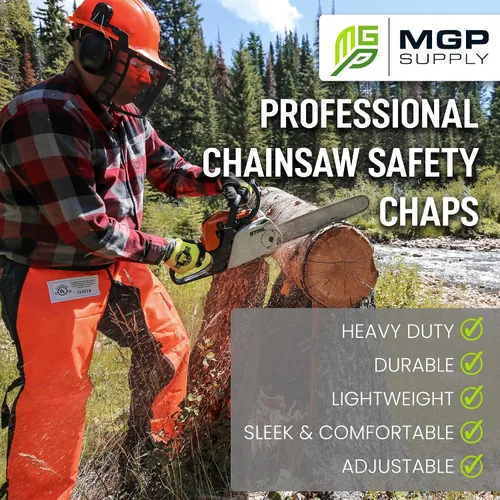 Vista 2 de MGP SUPPLY Apron Style Chainsaw Chaps with Pocket & Adjustable Waist Lightweight Class B Protective Safety Equipment