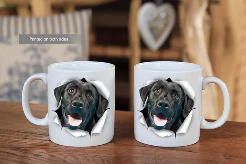 Vista 6 de Bonita taza de café negra con diseño de labrador para perro, divertida taza de café de cerámica, regalo perfecto para amantes de los perros, bonita