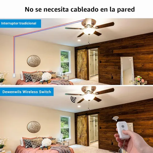 Vista 3 de DEWENWILS - Kit de interruptor inalámbrico de luz y receptor, sin necesidad de cableado en la pared, interruptor de control remoto para luminarias