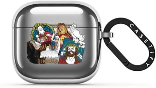 Vista 17 de CASETiFY Mirror AirPods Pro (1ª/2.ª generación) - Funda con anillo [Star Wars Colab] - Pegatinas de poder del lado oscuro, color plateado