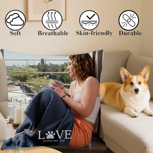 Vista 4 de Single Photo Custom Pillow Cover with Personalized Text Turning Your Memory into a Beautiful Throw Pillow and Making it a Touching Gift Choice for
