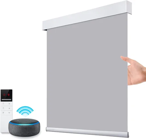 Vista 30 de ZSTARR Persianas opacas motorizadas con control remoto inteligente, persianas enrollables recargables inalámbricas para ventanas, oficina, hogar