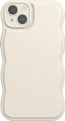 Vista 4 de FABSPARK - Funda para iPhone 11, diseño simple, marco ondulado, estética, silicona suave, color beige