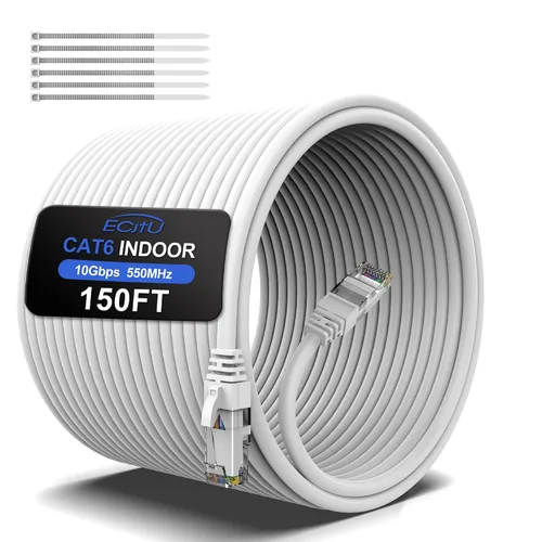 Vista 7 de Cable Ethernet Cat6 de 30 pies, cable de conexión Cat 6, cable de Internet Cat6, cable de red UTP, para interiores y exteriores, PoE, 24AWG CCA
