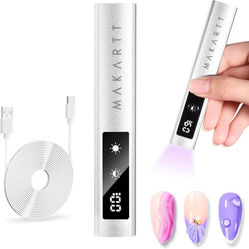 Vista 10 de Makartt - Lámpara de uñas LED de mano con modo indoloro para curar gel constructor blanco-1