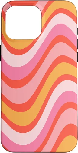 Vista 18 de iPhone 13 Pro Retro Liquid Swirl patrón de líneas onduladas rosa mandarina naranja funda